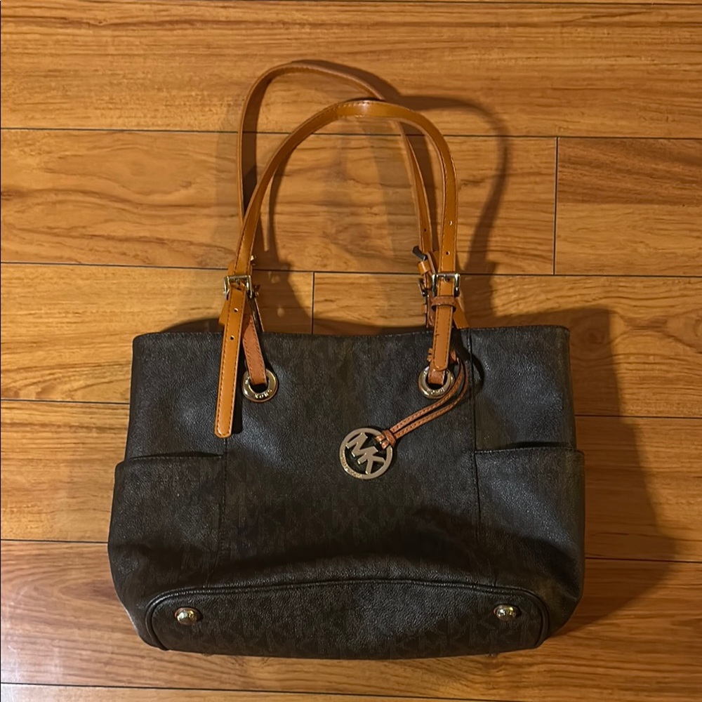 Michael Kors Brown Leather Trim Tote